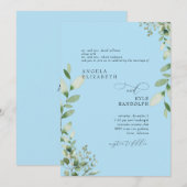 Elegant Cascading Greenery Wedding Ice Blue Kaart (Voorkant / Achterkant)