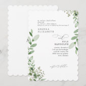 Elegant Cascading Greenery Wedding Scalloped Kaart (Voorkant / Achterkant)