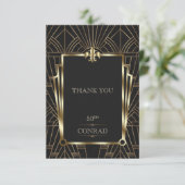 Elegant Casino Black Gold Art Deco 50th Birthday Bedankkaart (Staand voorkant)