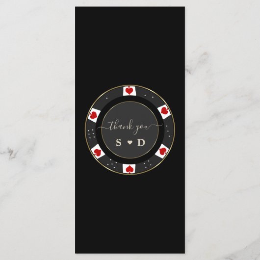 Elegant Casino Gold Poker Chip Wedding Menu (Achterkant)