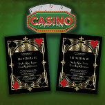 Elegant Casino Las Vegas Gold Art Deco Wedding Kaart<br><div class="desc">Luxe Goud Zwart Art Deco Roaring 20s Bruiloftsstijl ontwerp. Het beschikt over Art Deco lijst met faux gouden folie overlay, fleur-de-lis, prachtige lettertypen, speelkaartpakken. Speciale bewoordingen worden gebruikt als in poker spel. Op de achterkant: gouden Art Deco patroon op zwarte achtergrond. Gebruik de tool Personaliseren om uw gegevens toe te...</div>