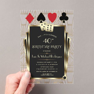 Elegant Casino Royale Las Vegas Poker Verjaardag Acryl Uitnodigingen