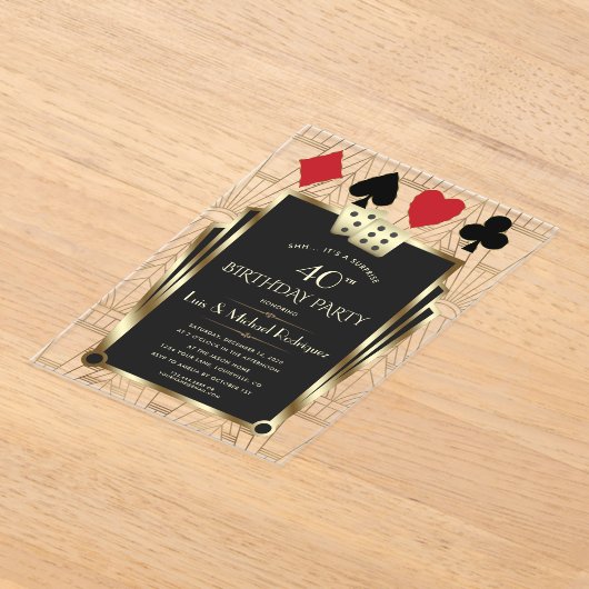 Elegant Casino Royale Las Vegas Poker Verjaardag Acryl Uitnodigingen (Laagn)