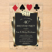 Elegant Casino Royale Las Vegas Poker Verjaardag Acryl Uitnodigingen (Voorkant)