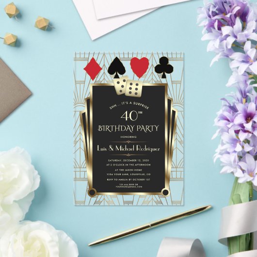 Elegant Casino Royale Las Vegas Poker Verjaardag Acryl Uitnodigingen (Insitu (Huwelijk))