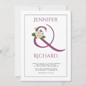 Elegant cassis paars ampersand en roos bruiloft kaart (Voorkant)