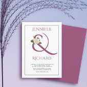Elegant cassis paars ampersand en roos bruiloft kaart