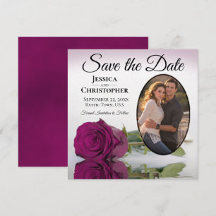 Elegant Cassis Paars Roos met Oval Foto Weddenscha Save The Date