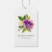 Elegant Cassis Paarse Waterverf Bloemen Prijs Labe Cadeaulabel (Voorkant)
