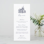 Elegant Castle Illustration Destination Wedding  Menu (Staand voorkant)