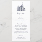 Elegant Castle Illustration Destination Wedding Menu (Voorkant)