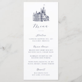 Elegant Castle Illustration Destination Wedding  Menu
