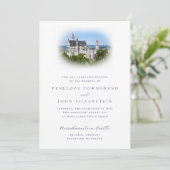 Elegant Castle Photo Overlay Destination Wedding Kaart (Staand voorkant)