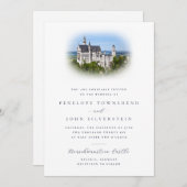Elegant Castle Photo Overlay Destination Wedding Kaart (Voorkant / Achterkant)