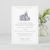 Elegant Castle Venue Illustration Jewish Wedding Kaart (Staand voorkant)