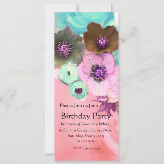 ELEGANT CAT, BIG DIVA PET EN ROZEN BIRTHDAY PARTIJ KAART (Achterkant)