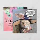 ELEGANT CAT, BIG DIVA PET EN ROZEN BIRTHDAY PARTIJ KAART (Voorkant / Achterkant)