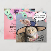 ELEGANT CAT, BIG DIVA PET EN ROZEN BIRTHDAY PARTIJ KAART (Voorkant / Achterkant)