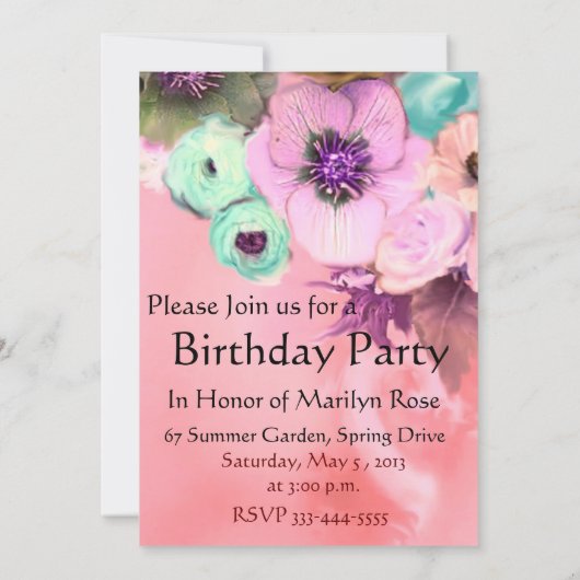 ELEGANT CAT, BIG DIVA PET EN ROZEN BIRTHDAY PARTIJ KAART (Achterkant)