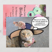 ELEGANT CAT, BIG DIVA PET EN ROZEN BIRTHDAY PARTIJ KAART (Voorkant / Achterkant)