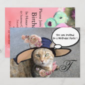 ELEGANT CAT, BIG DIVA PET EN ROZEN BIRTHDAY PARTIJ KAART (Voorkant / Achterkant)