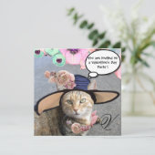 ELEGANT CAT, BIG DIVA PET EN ROZEN VALENTIJN PARTI KAART (Staand voorkant)