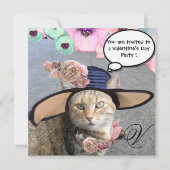 ELEGANT CAT, BIG DIVA PET EN ROZEN VALENTIJN PARTI KAART (Voorkant)