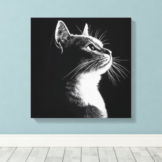 Elegant Cat Canvas Afdruk (Insitu (Houten vloer))