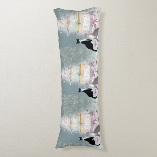 Elegant Cat Celebration Cake Lichaamskussen (Voorkant Verticaal)