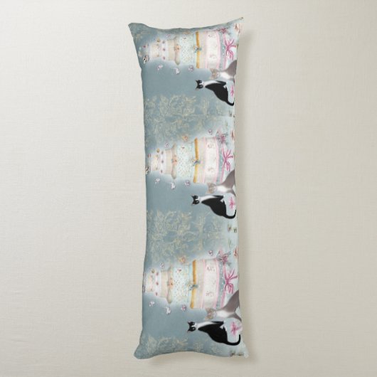 Elegant Cat Celebration Cake Lichaamskussen (Achterkant (Verticaal))