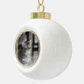 Elegant Cat Foto Golden Metallic Kerstmis Keramische Bal Ornament (Rechts)