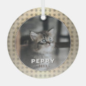 Elegant Cat Foto Golden Snowflakes kerst Glas Ornament (Voorkant)