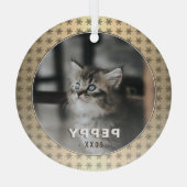 Elegant Cat Foto Golden Snowflakes kerst Glas Ornament (Achterkant)