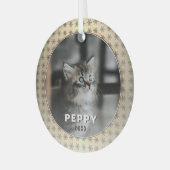 Elegant Cat Foto Golden Snowflakes kerst Glas Ornament (Voorkant links)