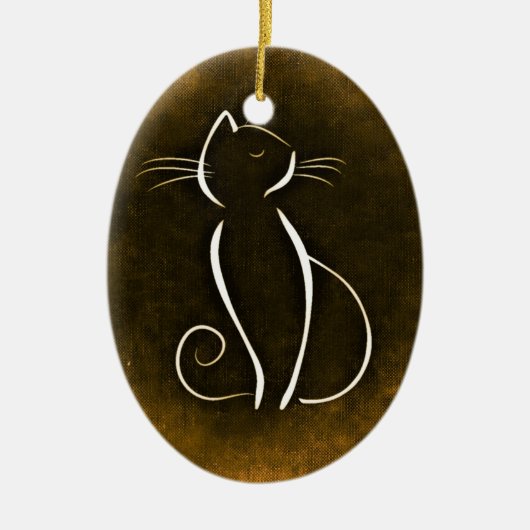 Elegant Cat, hagekletje Keramisch Ornament (Voorkant)