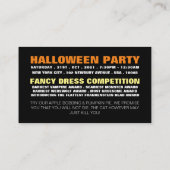 Elegant Cat, Halloween Party Ticket Invitation Informatiekaartje (Achterkant)