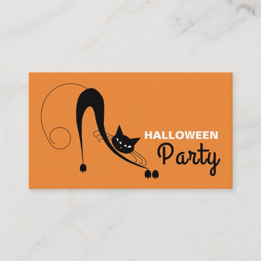 Elegant Cat, Halloween Party Ticket Invitation Informatiekaartje (Voorkant)