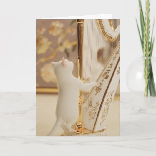 Elegant Cat Harpist – Greeting Card Kaart (Voorkant)