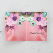 ELEGANT CAT MET BIG DIVA-PET, PINK ROSES Birthday Kaart (Binnen)