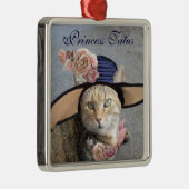 ELEGANT CAT MET BIG DIVA-PET, PINK ROSES Valentijn Metalen Ornament (Rechts)