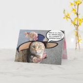 ELEGANT CAT MET DIVA-PET, PINK ROSES Moederdag Kaart (Gele Bloem)