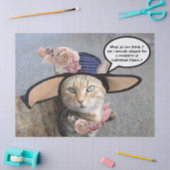 ELEGANT CAT MET DIVA-PET, PINK ROSES Moederdag Tissuepapier (Craft)