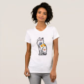 Elegant Cat Outline with Butterflies and Flower T-shirt (Voorkant volledig)