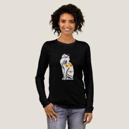 Elegant Cat Outline with Butterflies and Flower Tri-Blend Shirt