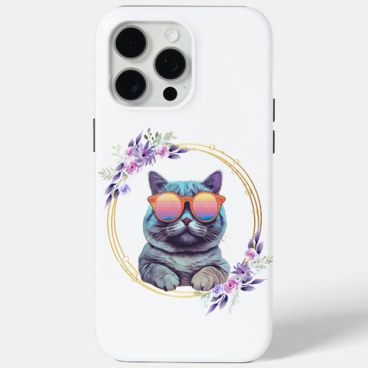 Elegant Cat Phone Hoesje met Bloemaccenten (Achterkant)