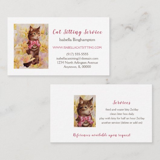 Elegant Cat Sitting Services Visitekaartje (Voorkant / Achterkant)