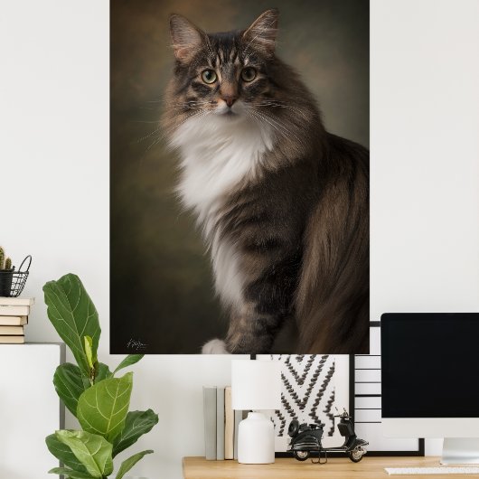 Elegant Cat Studio Portrait Poster (Thuiskantoor)