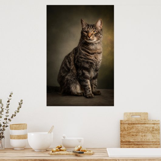 Elegant Cat Studio Portrait Poster (Keuken)