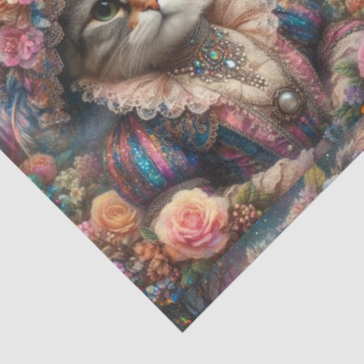 Elegant Cat Victorian Flower Garden Decoupage  Tissuepapier (Detail)