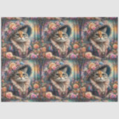 Elegant Cat Victorian Flower Garden Decoupage  Tissuepapier (Voorkant)